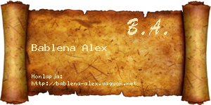 Bablena Alex névjegykártya